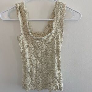 Free People Textured Cream Sleeveless Top
